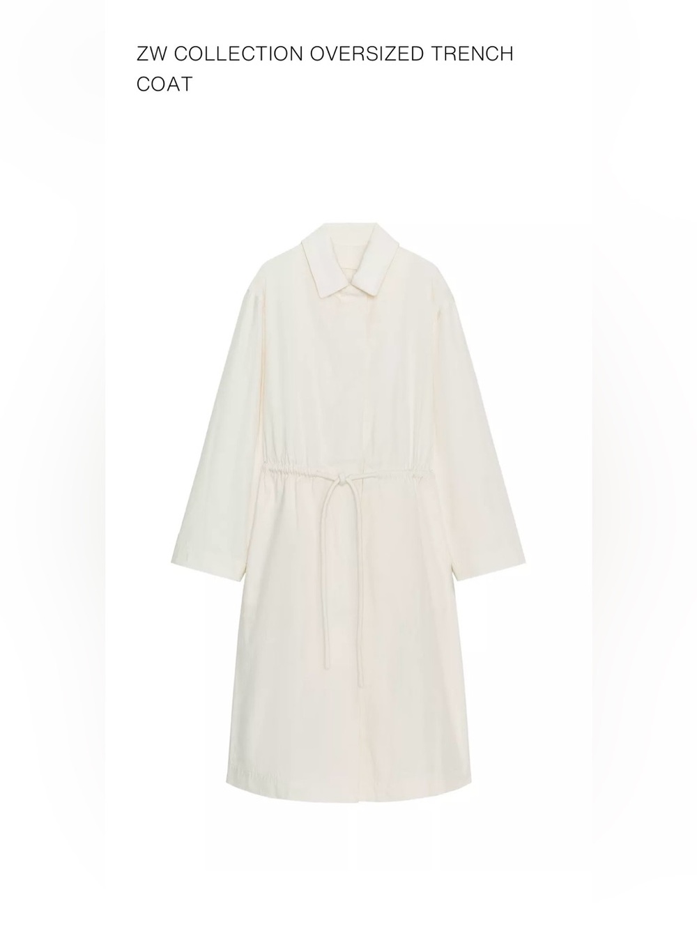 ZARA Cotton Trenchcoat Overcoat Medium Neutral Ivory Transitional Duster